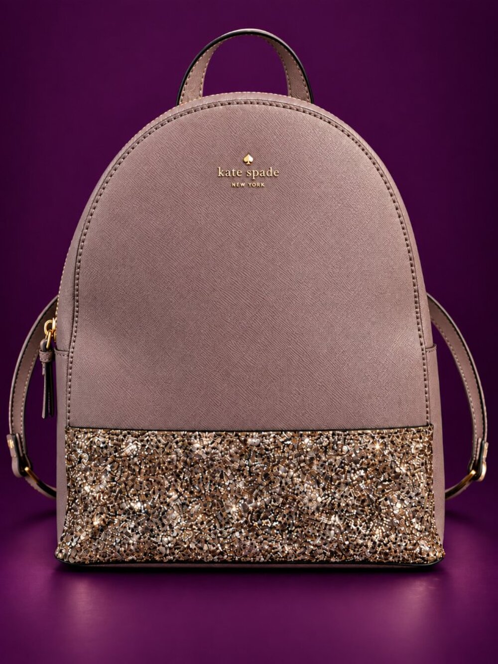 KATE SPADE New York Greta Court Sammi Glitter Backpack Taupe Shoulder Bag